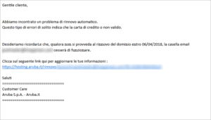 esempio mail phishing