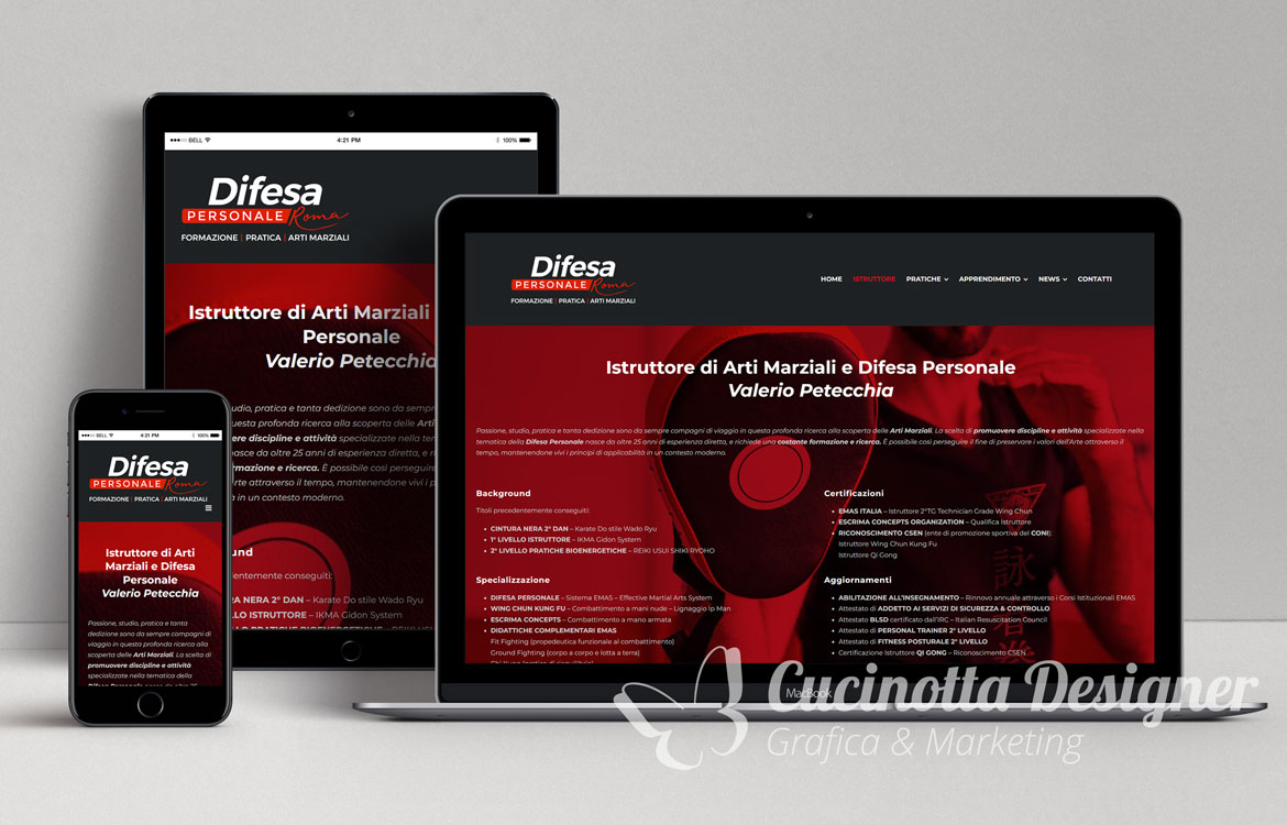 grafica sito web difesa personale roma istruttore