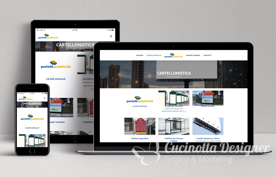 grafica sito web perletti pubblicita cartellonistica