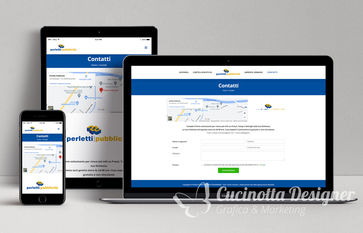 grafica sito web perletti pubblicita contatti