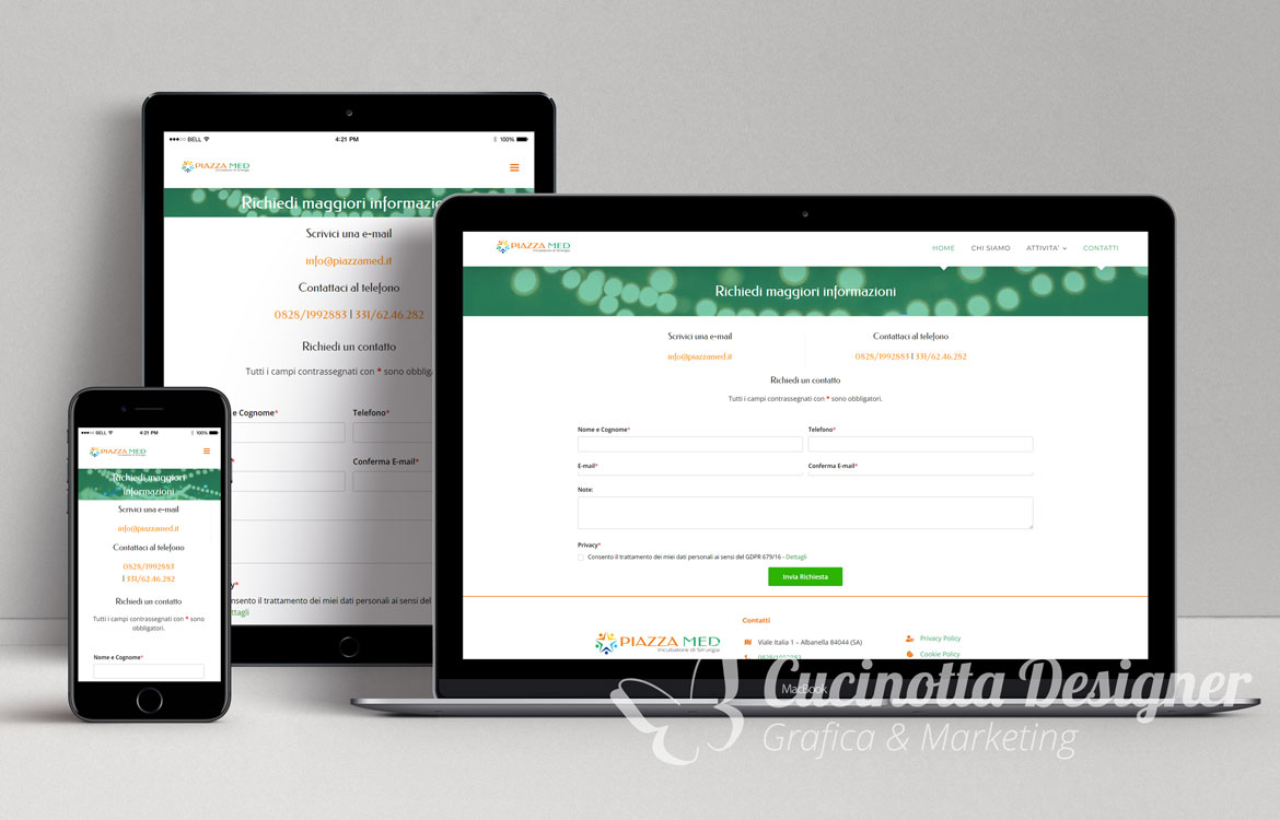 grafica sito web piazza med richiedi info