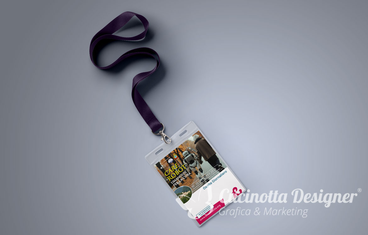 Grafica e stampa badge ospite Care Robot