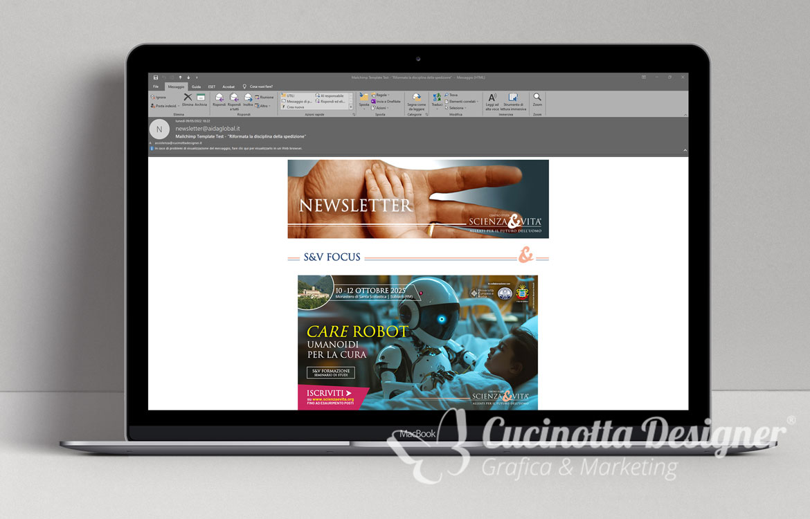 Grafica newsletter evento Care Robot