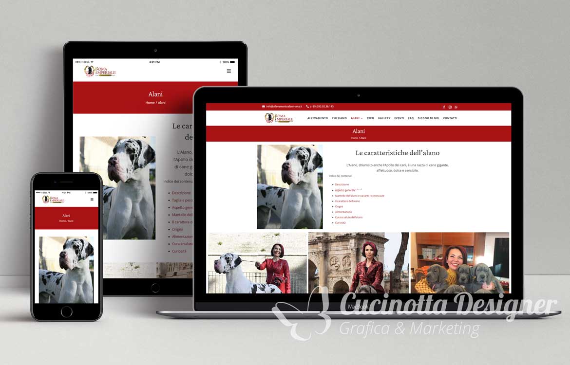 mockup grafica sito web allevamento alani pag alani