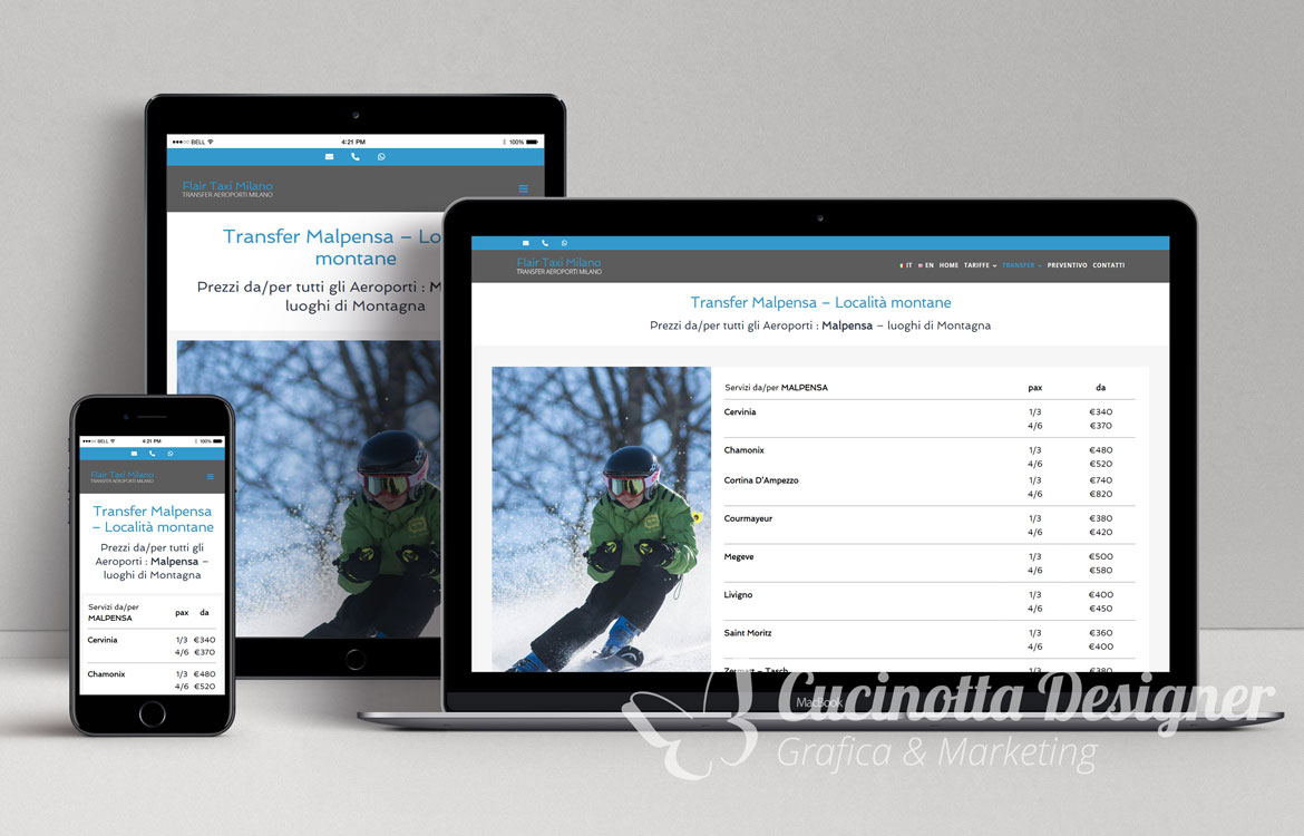 sito web Flair taxi milano transfer