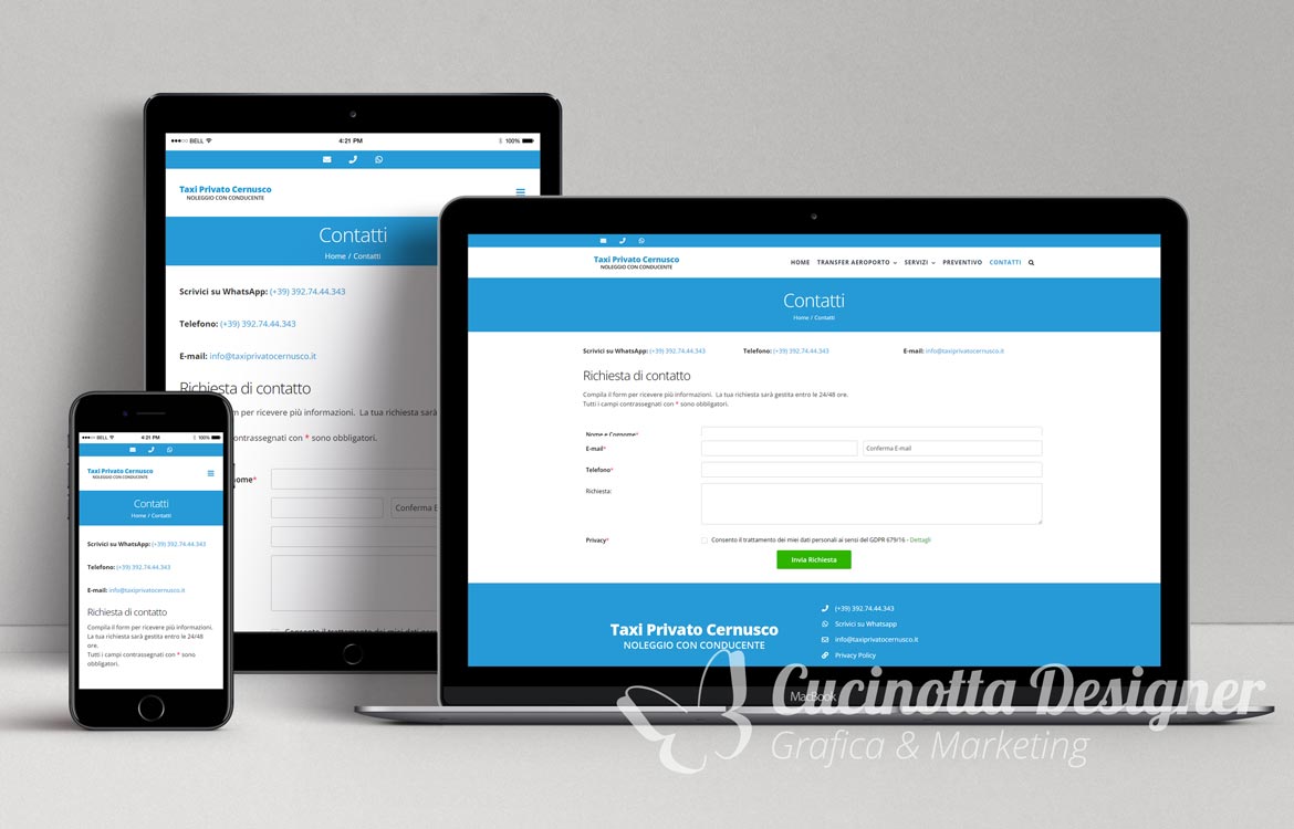 sito web Taxi Privato Cernusco contatti