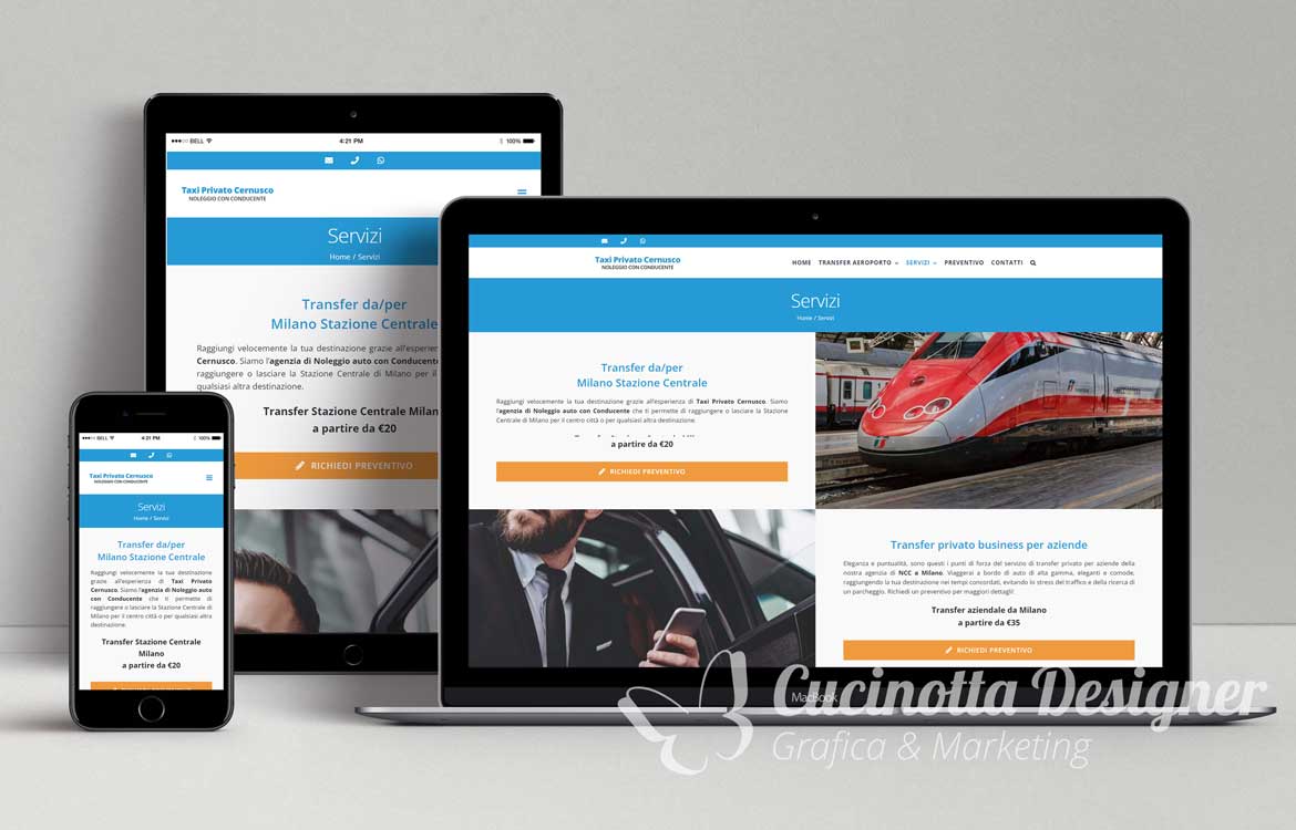 sito web Taxi Privato Cernusco servizi ncc