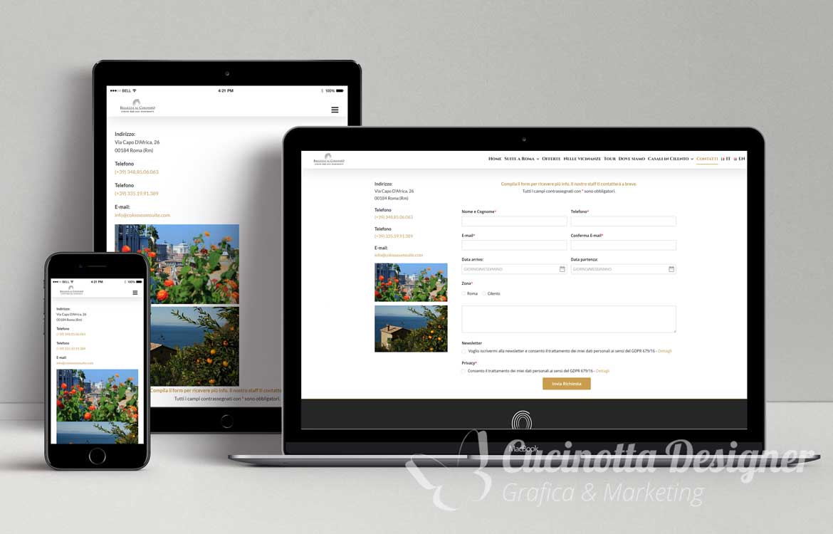 sito web colosseum suite contatti
